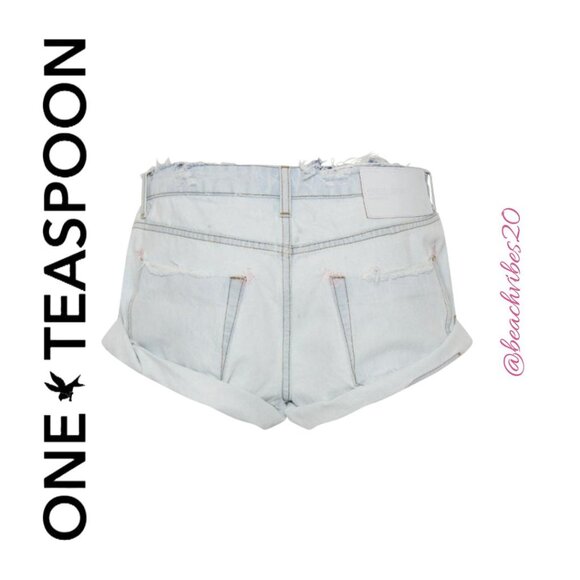 ONE TEASPOON Bandits Low Waist Denim Shorts Bel Air Blue 30 NWT - Picture 7 of 7